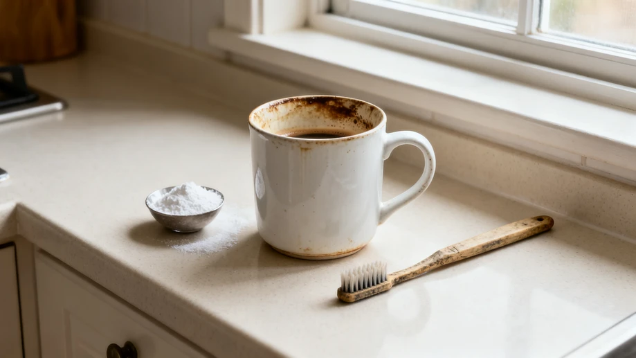 Use Plain Baking Soda To Remove Stubborn Coffee Stains From Ceramic Mugs
