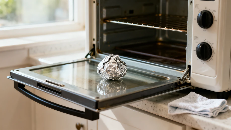 Use Regular Kitchen Aluminum Foil To Scrub Burnt Oven Grime Off Without Harsh Chemicals
