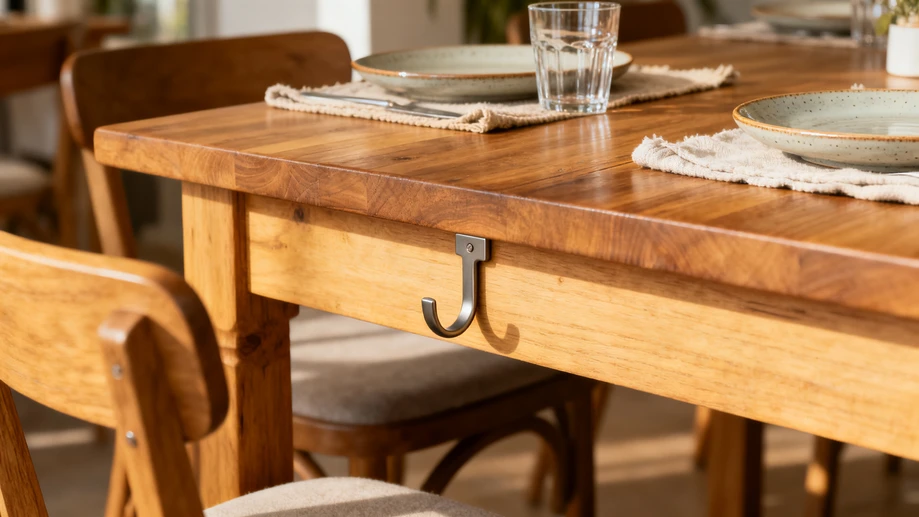 Why Do So Many Local Casual Diners Install Hidden Curved Metal Hooks Under Every Single Dining Table Edge